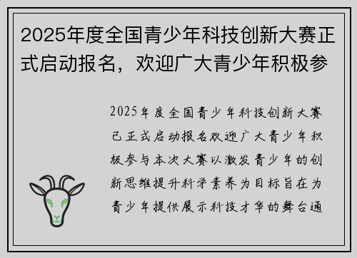 2025年度全国青少年科技创新大赛正式启动报名，欢迎广大青少年积极参与